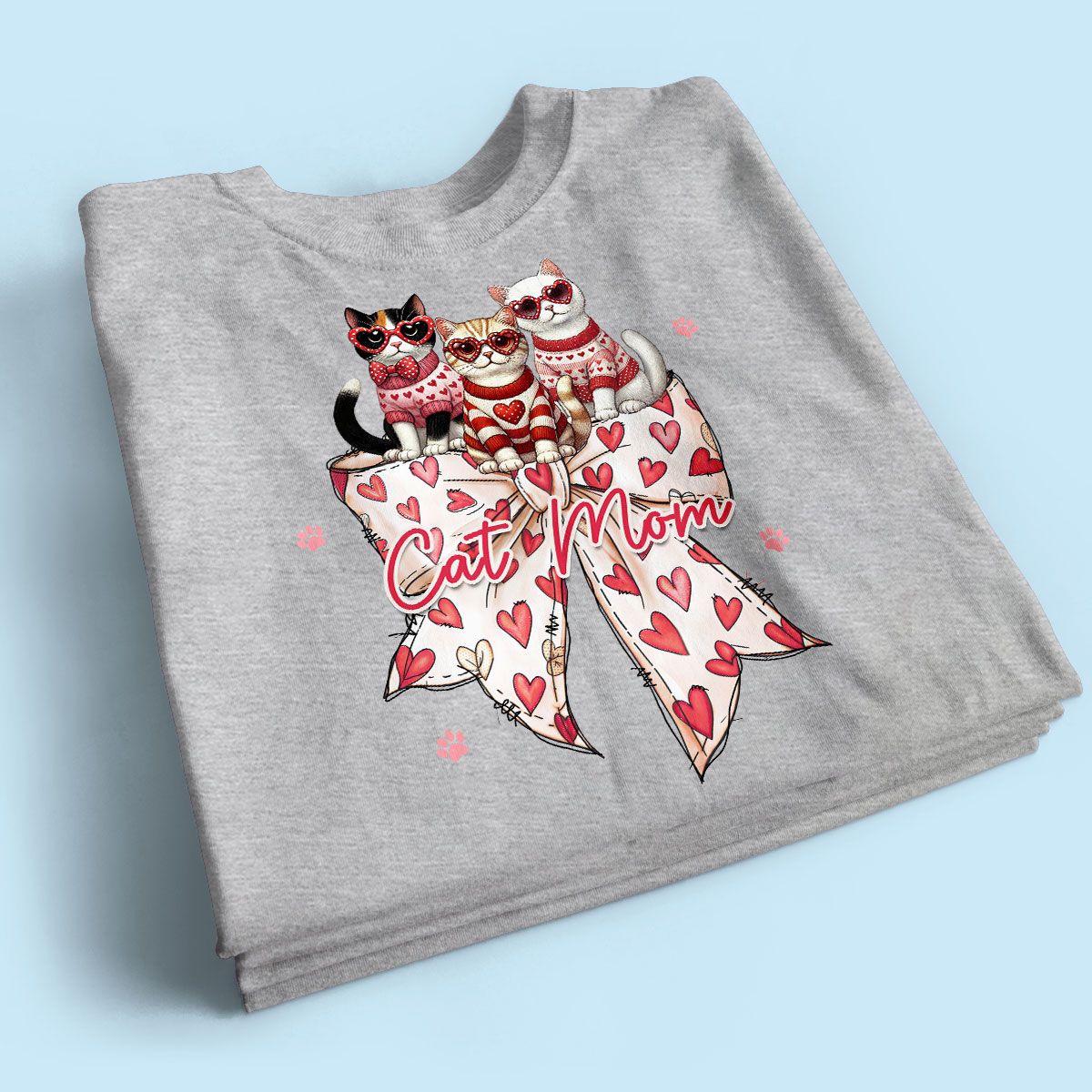 Coquette Bow Valentine Cat Personalized Shirt, Gift for Cat Moms