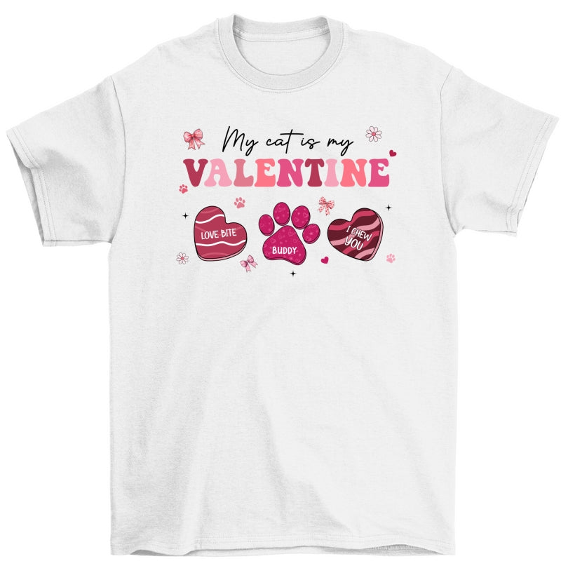 My Dogs Cats Are My Valentine Coquette Paw Valentine's Day Gift For Pet Lover Personalized Shirt