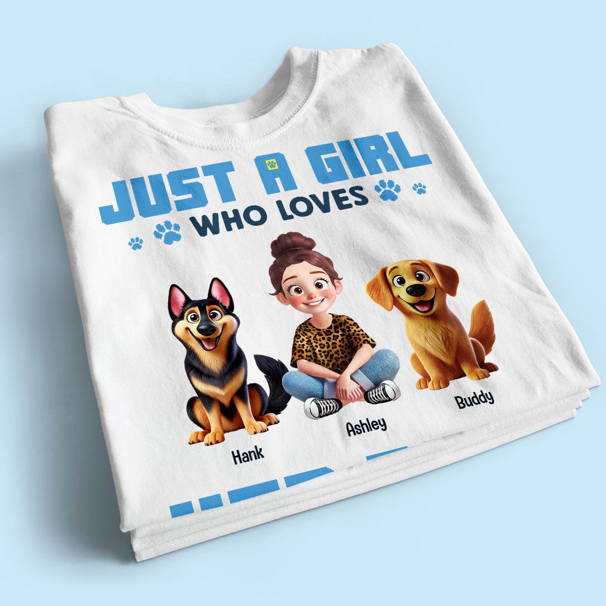 Animation Cartoon Just A Girl Who Loves Her Dogs Personalized Shirt, Gift For Dog Lovers