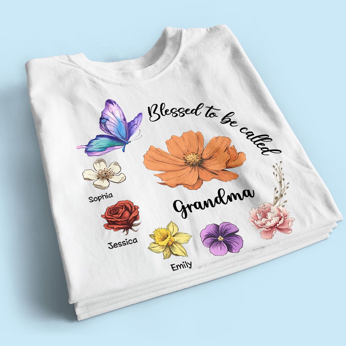 Blessed To Be Called Mom Grandma Circle Birth Month Flowers Personalized Shirt, Mother's Day Gift for Moms, for Grandmas