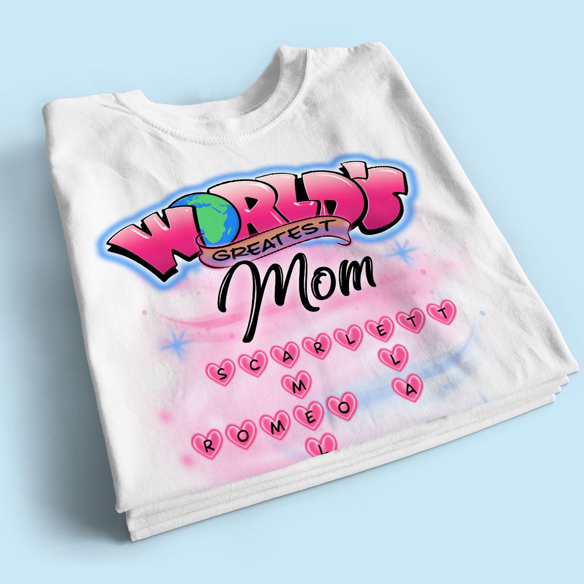 Airbrushed Mom Grandma Kids Names Crosswords Personalized Shirt, Mother's Day Shirt for Mom, for Grandma