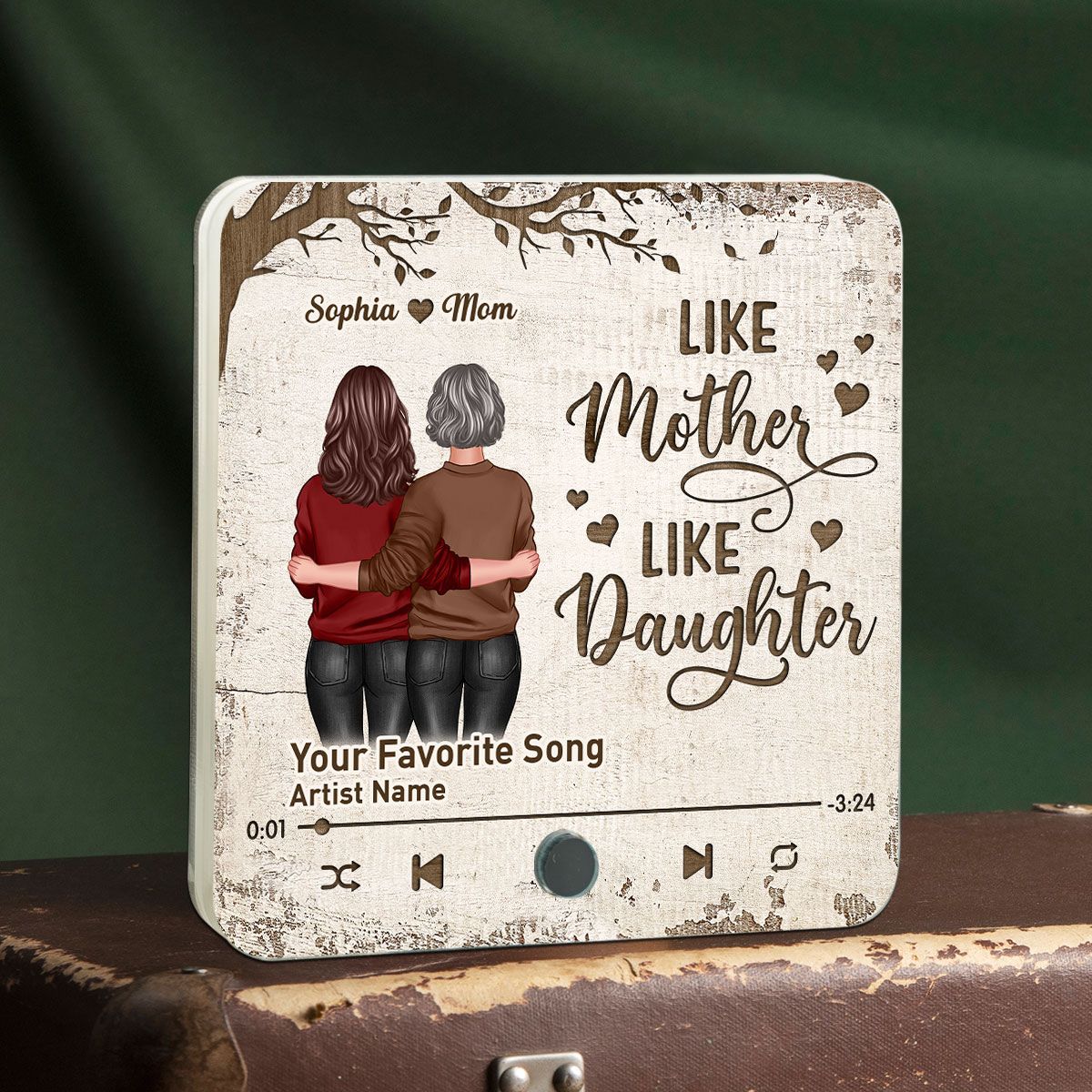 Mother Daughter Standing Back View Personalized Music Fridge Magnet, Gift For Mom Mother's Day Gift