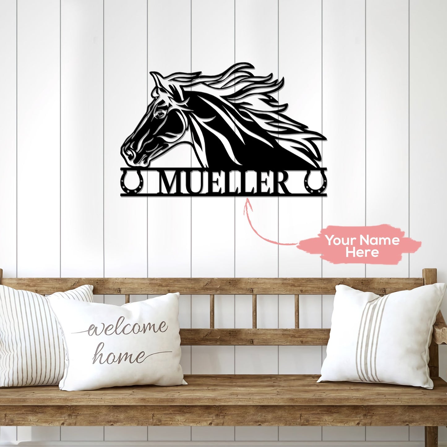 Horse Name Monogram Personalized Horse Metal Sign, Housewarming Gift, Farmhouse decorMetal wall art