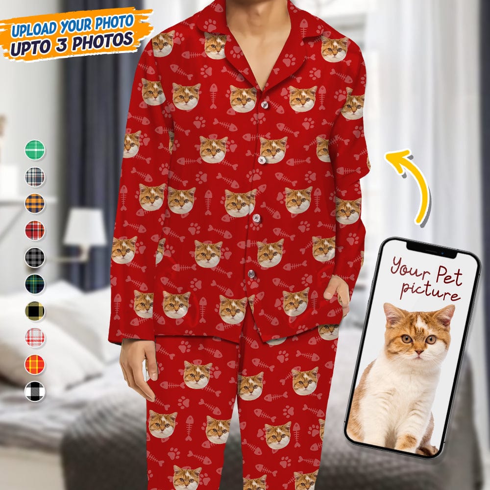 Personalized Pajamas With Dog Cat Photo Christmas Gift