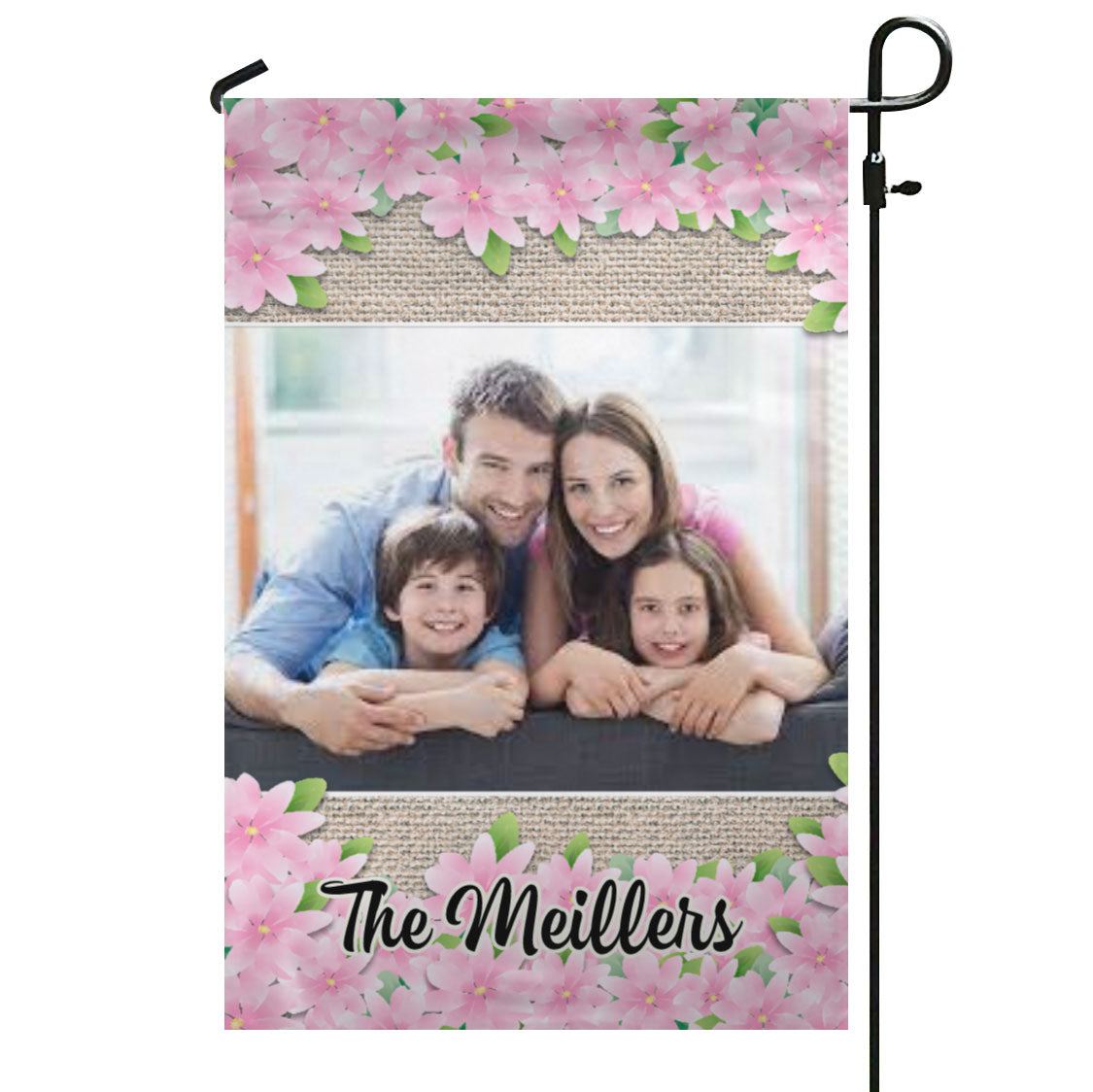 Spring Flowers Wide Personalized Photo & Name – Garden Flag & House Flag