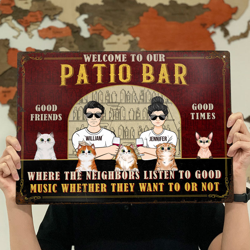Couple Where The Neighbors Listen To Good Music - Cat Lovers Gifts - Personalized Custom Classic Metal Signs