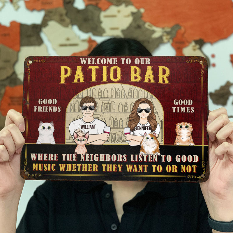 Couple Where The Neighbors Listen To Good Music - Cat Lovers Gifts - Personalized Custom Classic Metal Signs