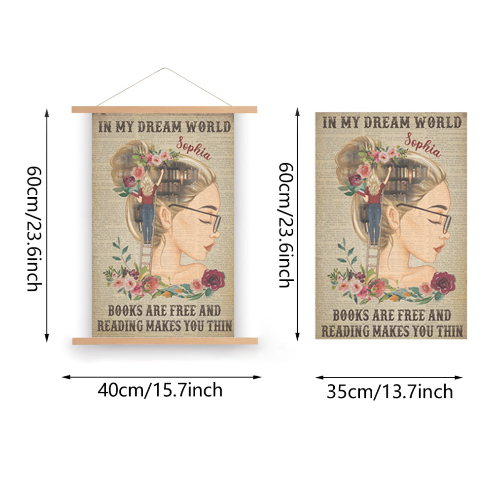 Just A Girl Who Loves Books Reading - Personalized Wall Scroll Painting With Wooden Poster Hanger