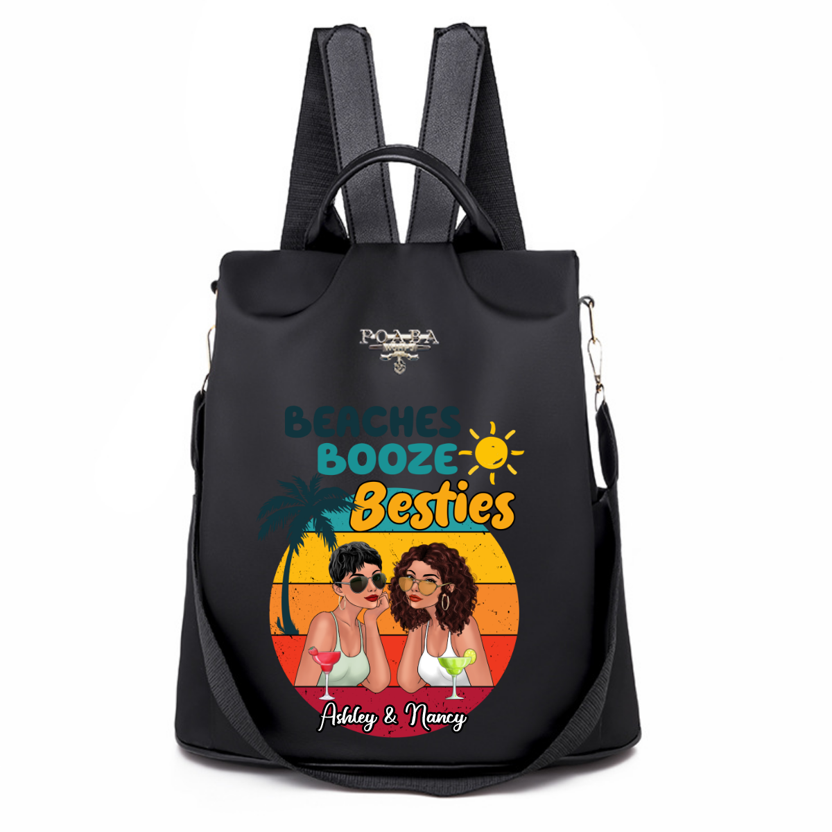 Beaches Booze Summer Fashion Besties Personalized Backpack