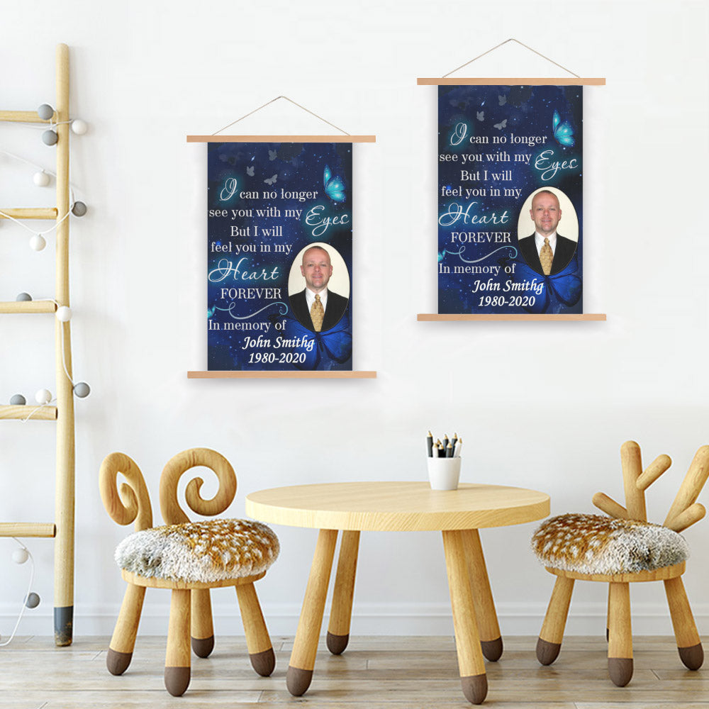 Missing You Is A Heartache Memorial Photo Personalized Scroll Painting With Wooden Poster Hanger