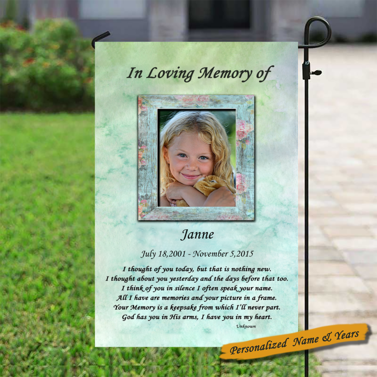 Personalized graves Flag, Sympathy Flag, Custom Flag, Memorial Gifts, In Loving Memory, Cemetery Decoration