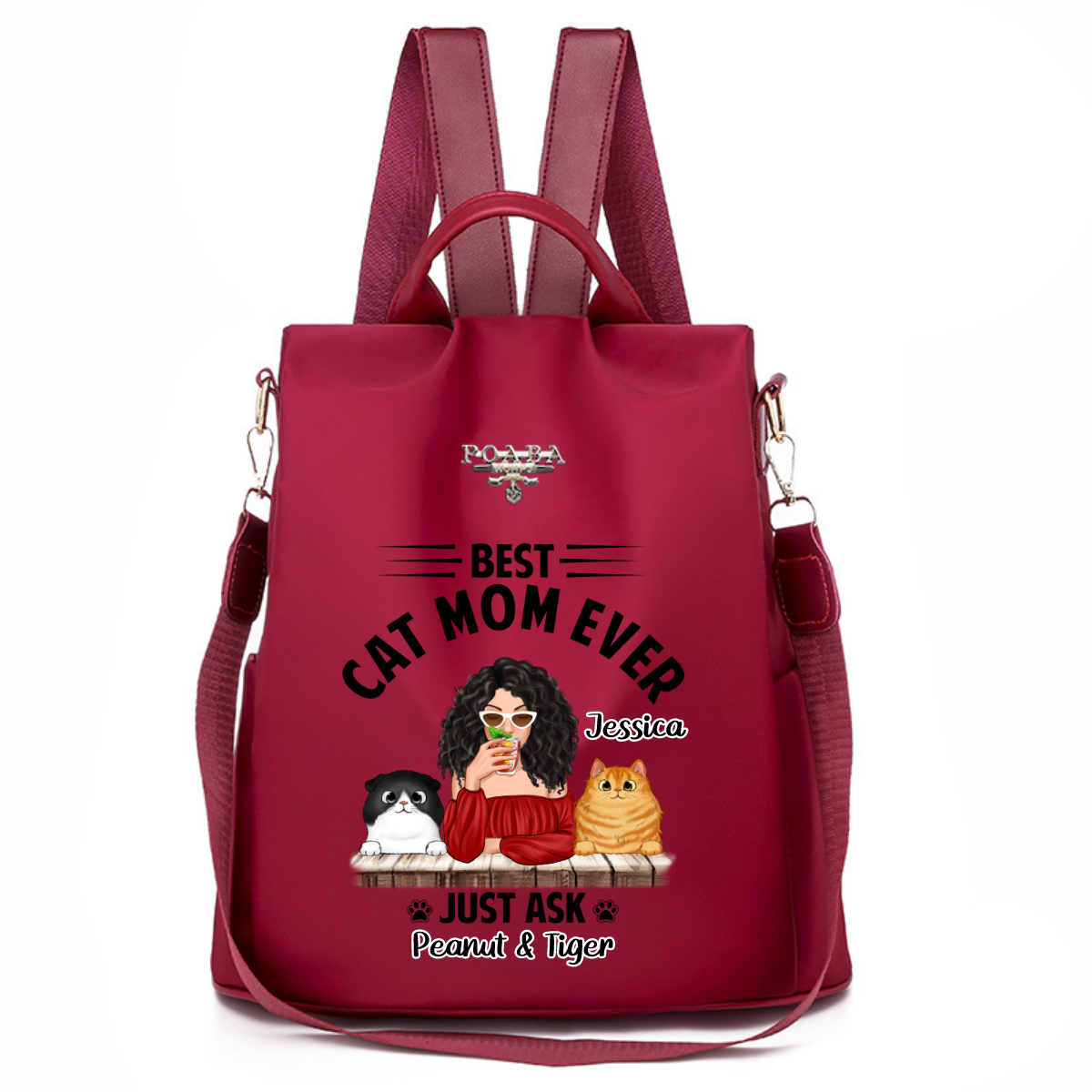 Fluffy Cat Best Cat Mom Personalized Backpack