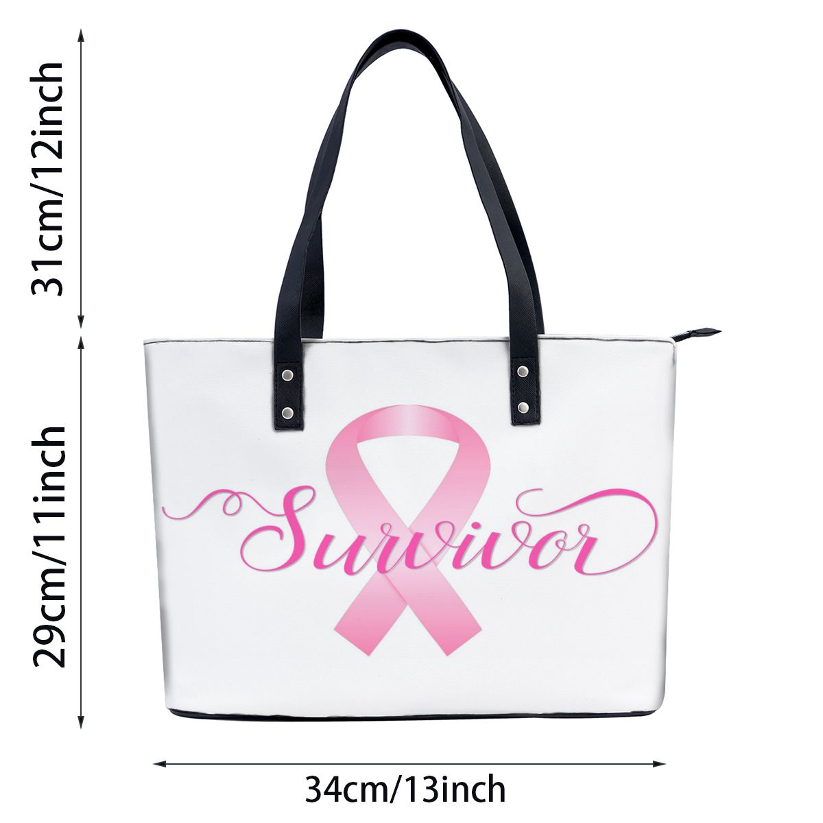 Pink Support Ribbon Breast Cancer Survivor Shoulder Bag No.T2SRWP