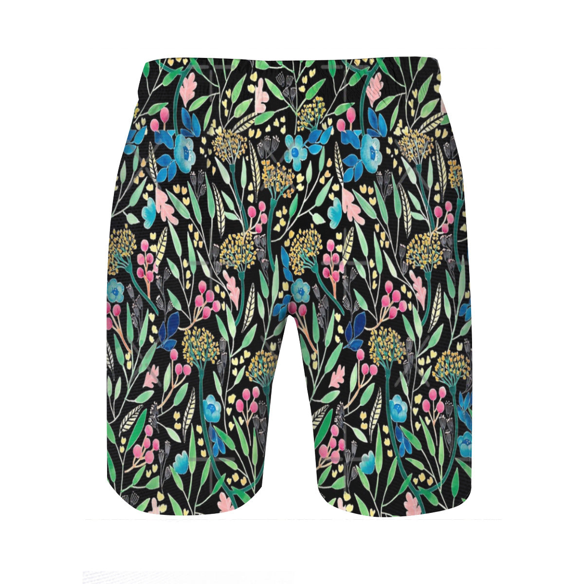 Flower Field Black Graphic Men's Swim Trunks No.CCR8JW