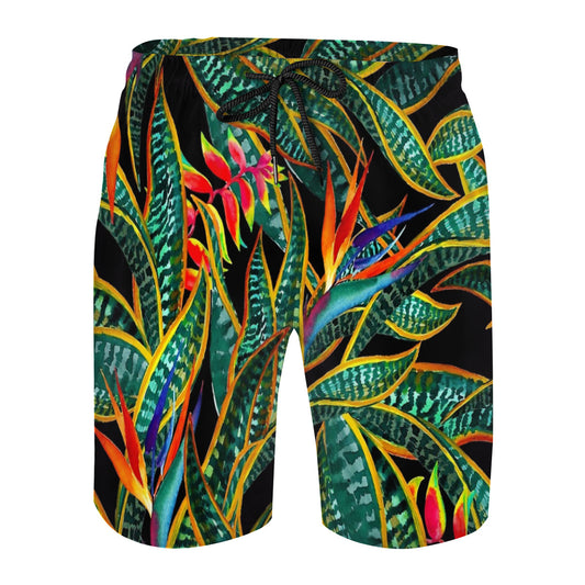 Dark Cactus Party Graphic Men's Swim Trunks No.CJSGX4
