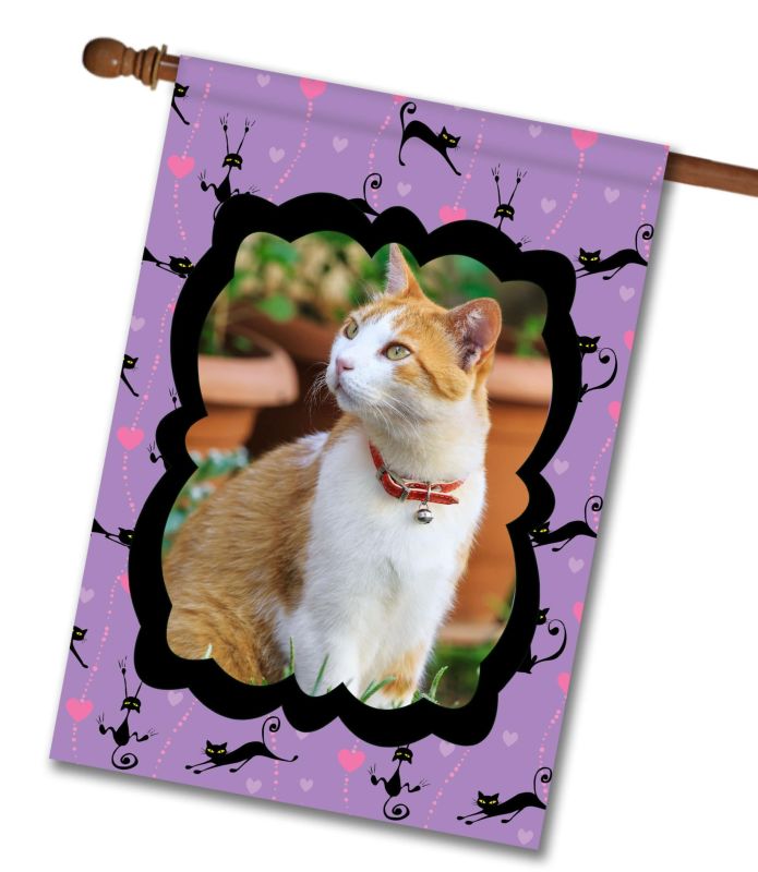 Cats & Hearts – Personalized Photo & Name – Garden Flag & House Flag