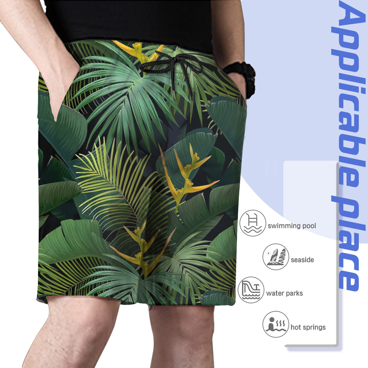 Dark Jungle Graphic Men's Swim Trunks No.D8K7FM