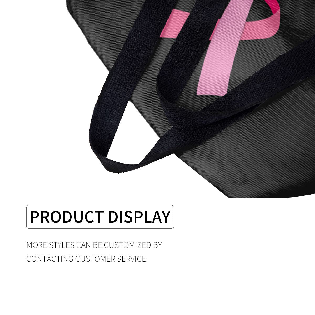 Pink Ribbon for Breast Cancer Awareness Black Canvas Bag NO. QEKEBD