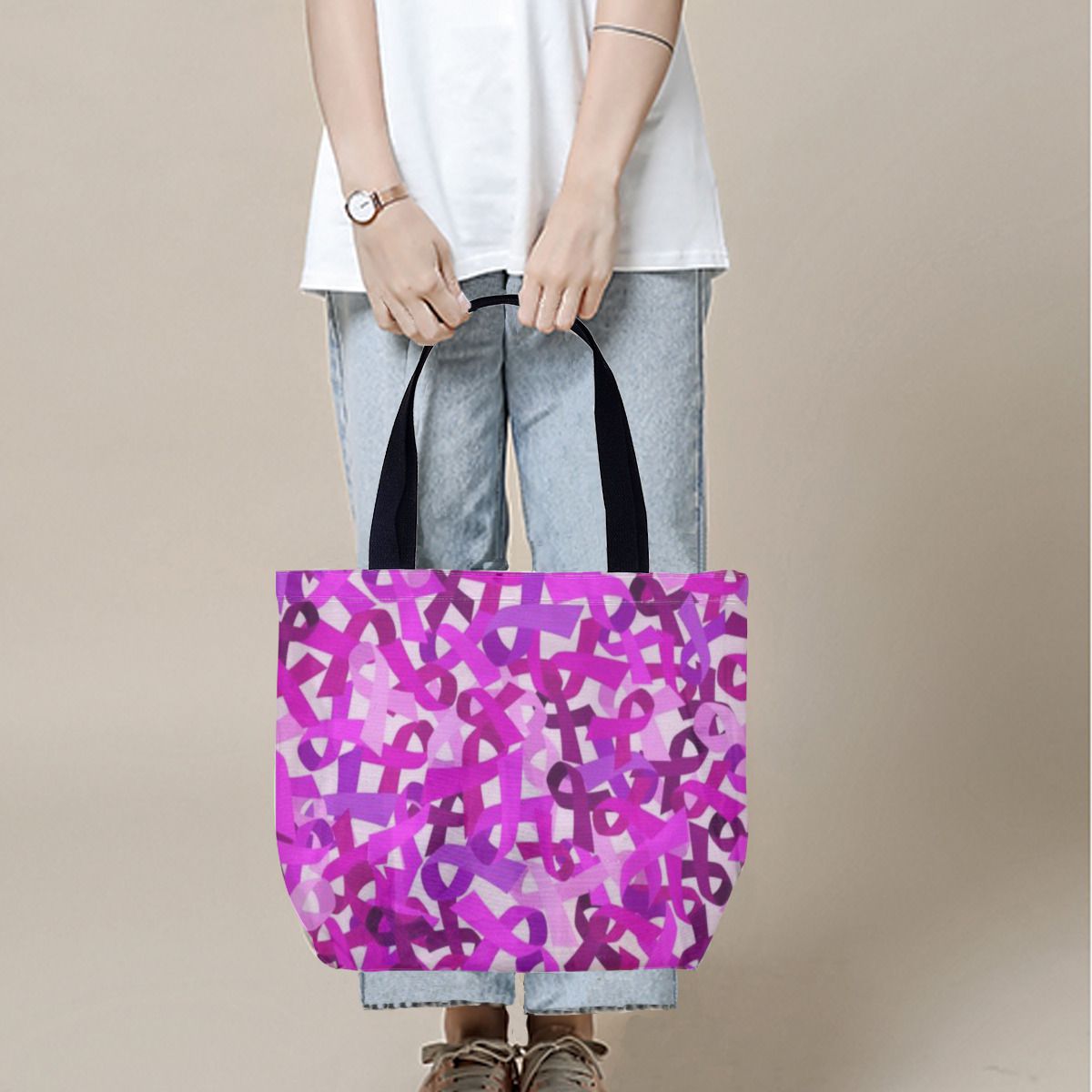 Intense Pink Ribbon Sassy Breast Cancer Survivor Canvas Bag No.RGYKIH