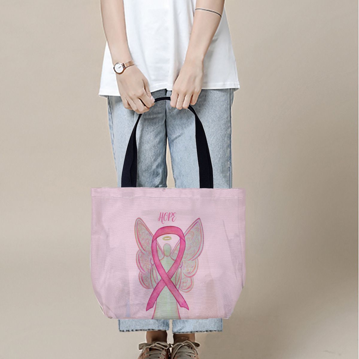 Breast Cancer Awareness Ribbonss Canvas Bag No.FUXPOT