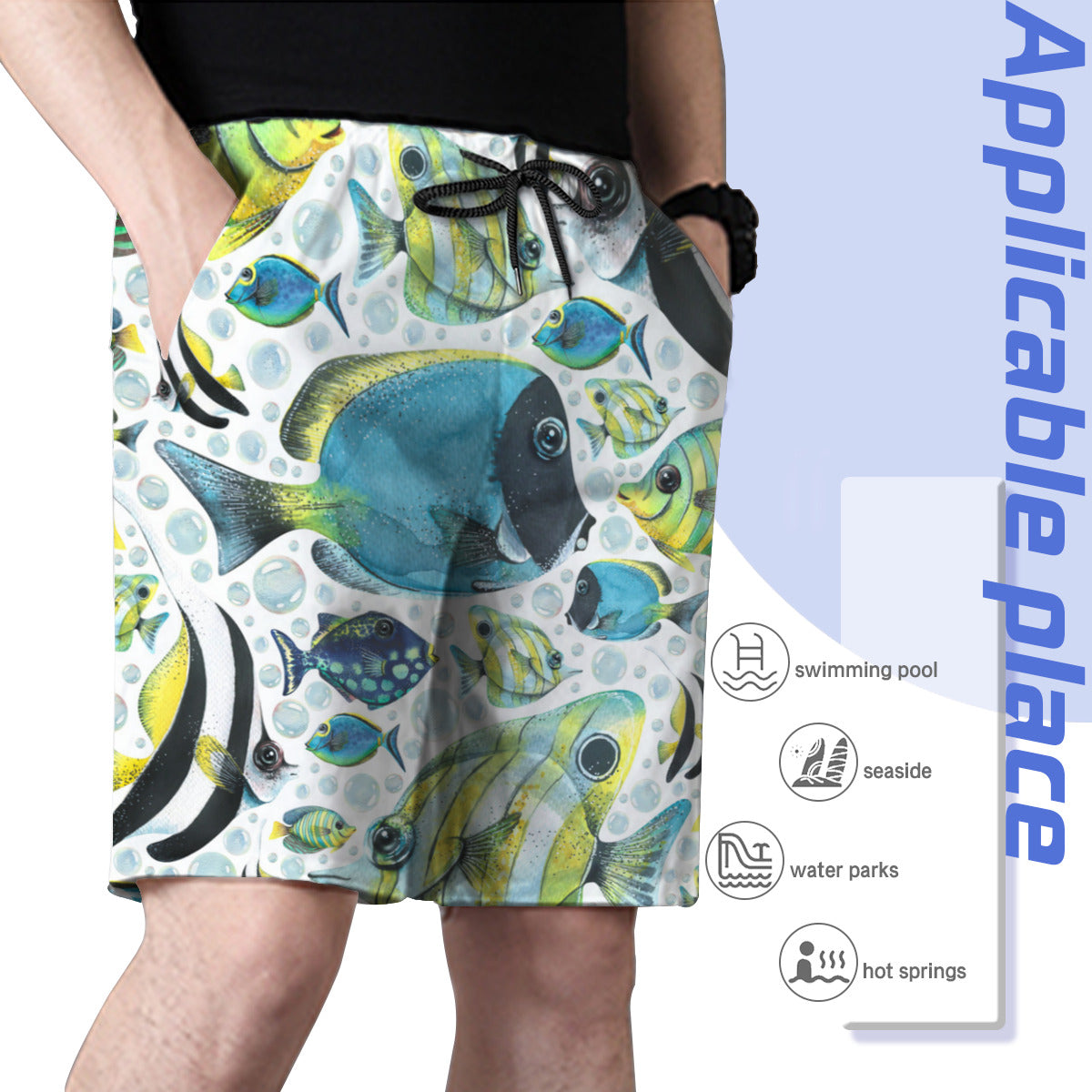 Colorful Bright Tropical Fish Men's Swim Trunks No.NK2J78