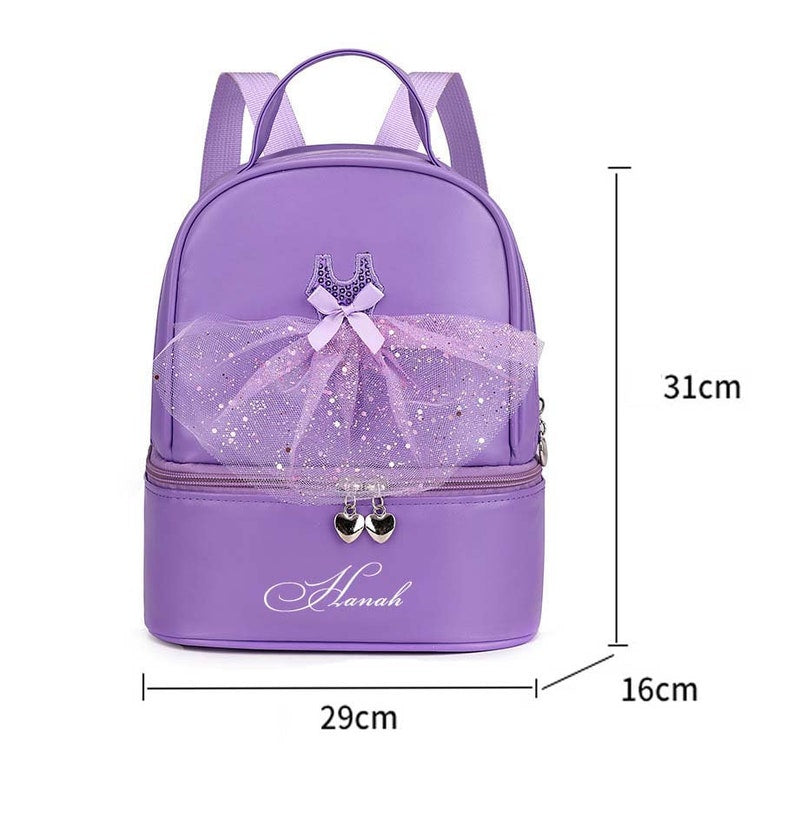 Dance Bags| Personalized Kids Ballerina Backpacks | Girl Preschool Book Bag with Shoe Compartment