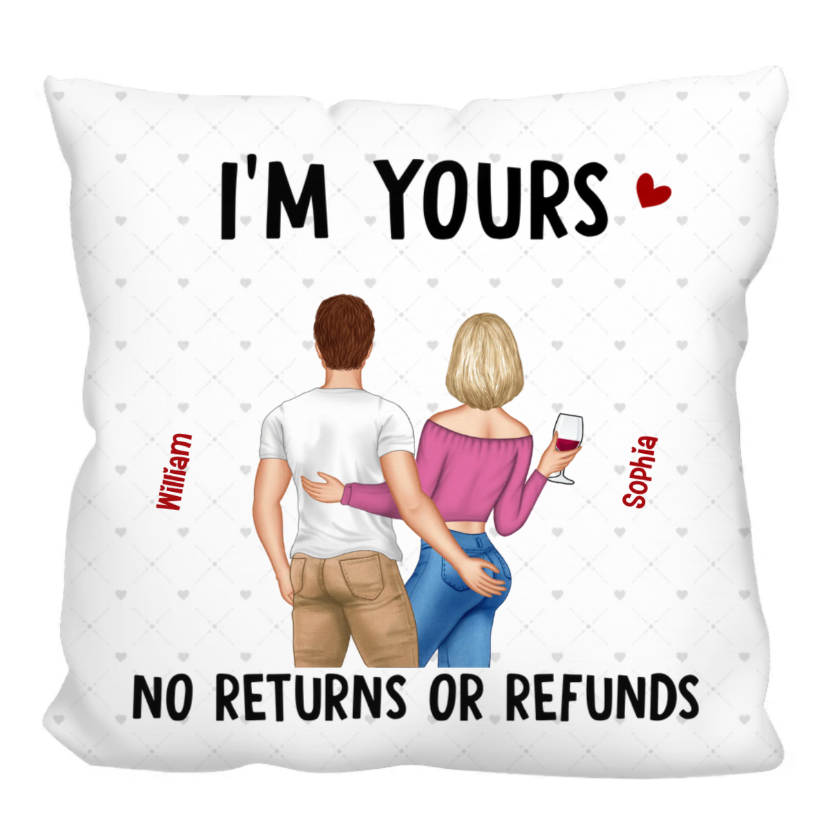 Back View Couple Funny Gift For Him For Her Personalized Custom Polyester Linen Pillow