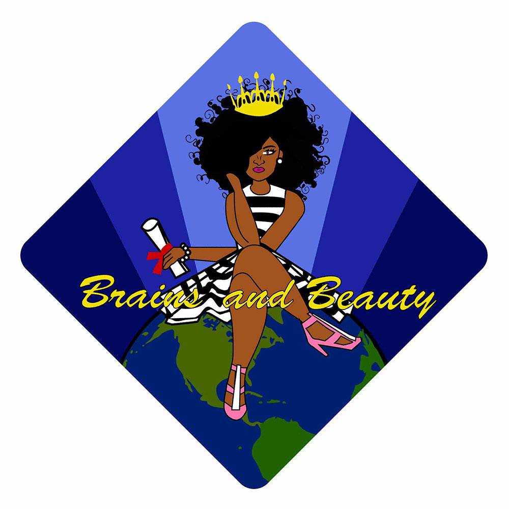 Graduation Cap Topper - Black Queen - Brains and Beauty - Tassel Topper