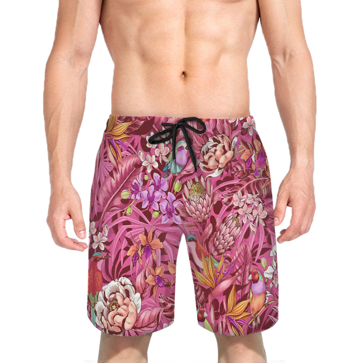 Stand Out Tropical Pink Graphic Men's Swim Trunks No.SDKLRJ