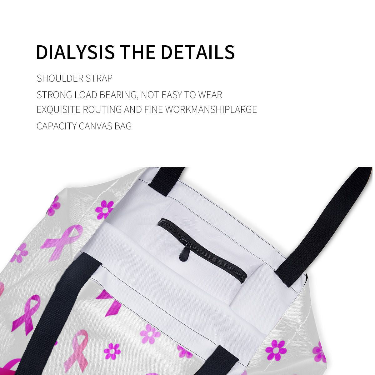 Breast Cancer Pink Ribbon Canvas Bag No.DVKLF4