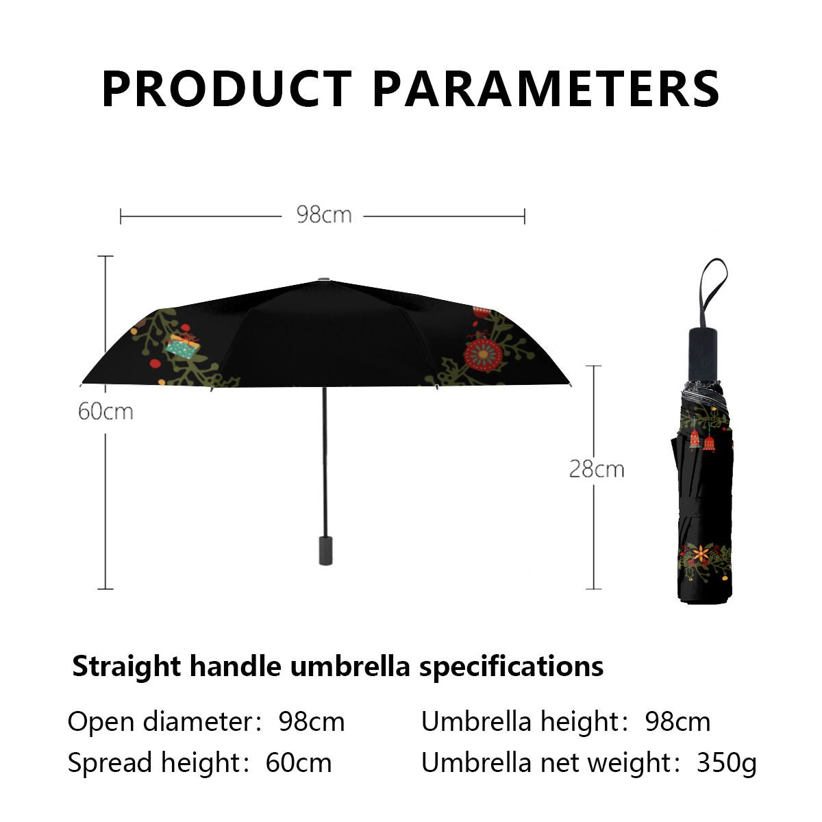Woodland Wreath Design - Christmas Umbrella No.WA5N6B