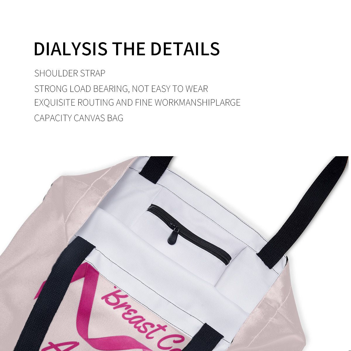 Breast Cancer Awareness Canvas Bag No.CJFEUX