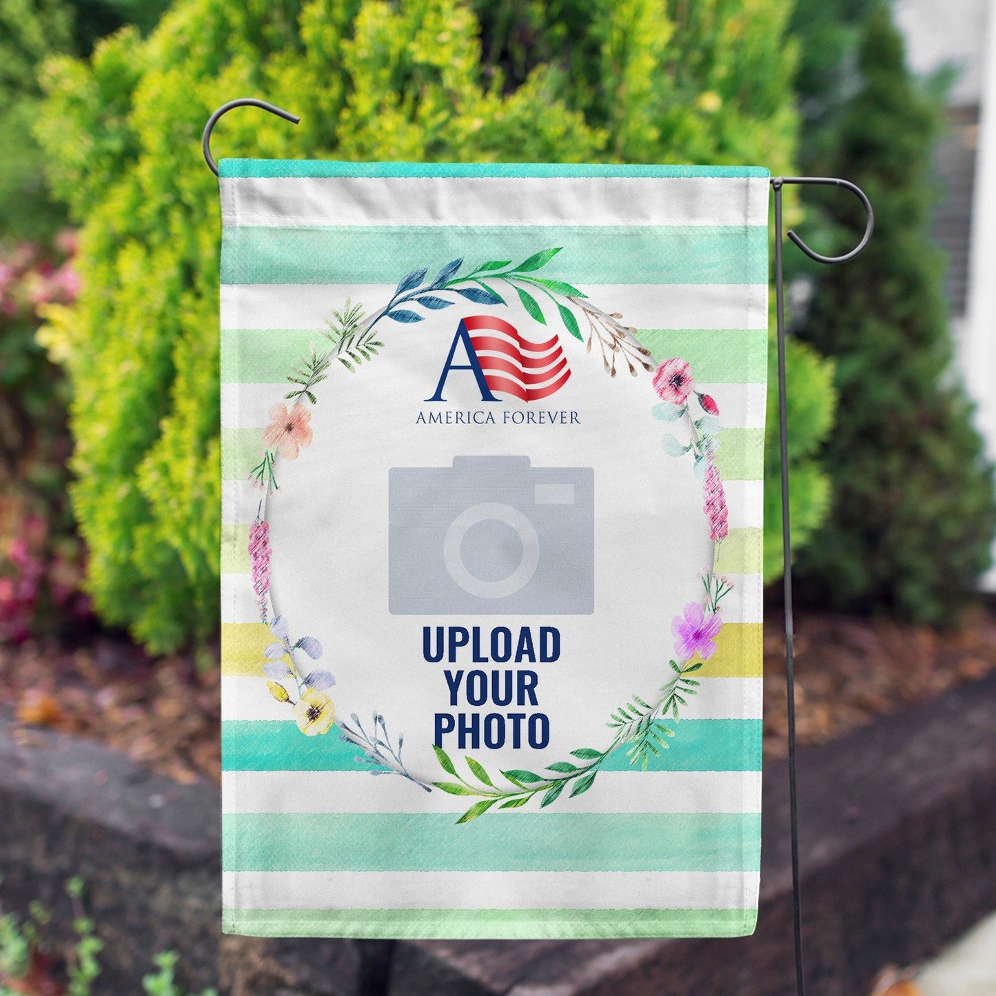 Personalized Watercolor Stripes House Flag & Garden Flag