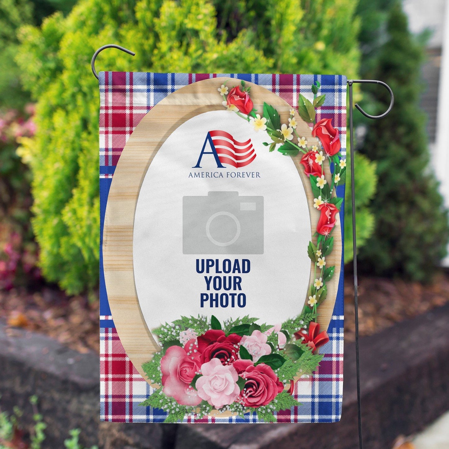 Personalized Roses On Wood Frame House Flag & Garden Flag