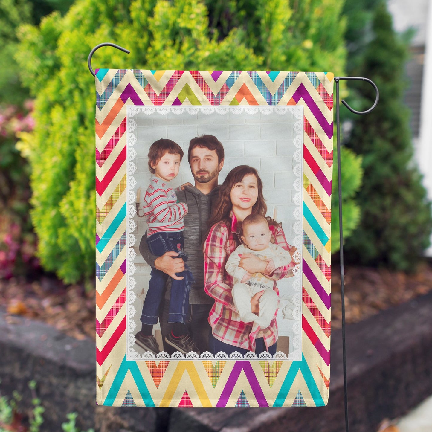 Personalized Multi Color Chevron House Flag & Garden Flag