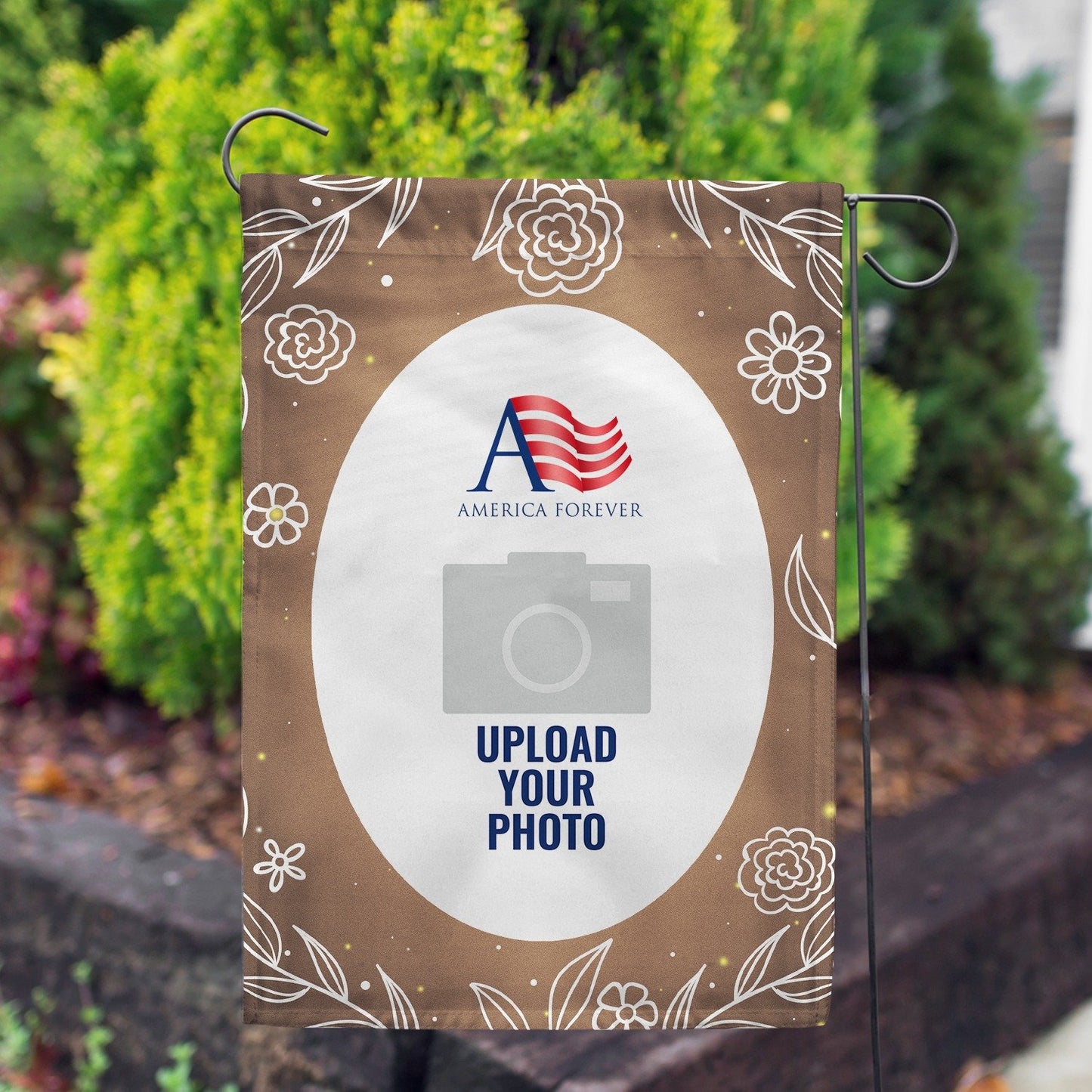 Personalized Bronze Floral House Flag & Garden Flag