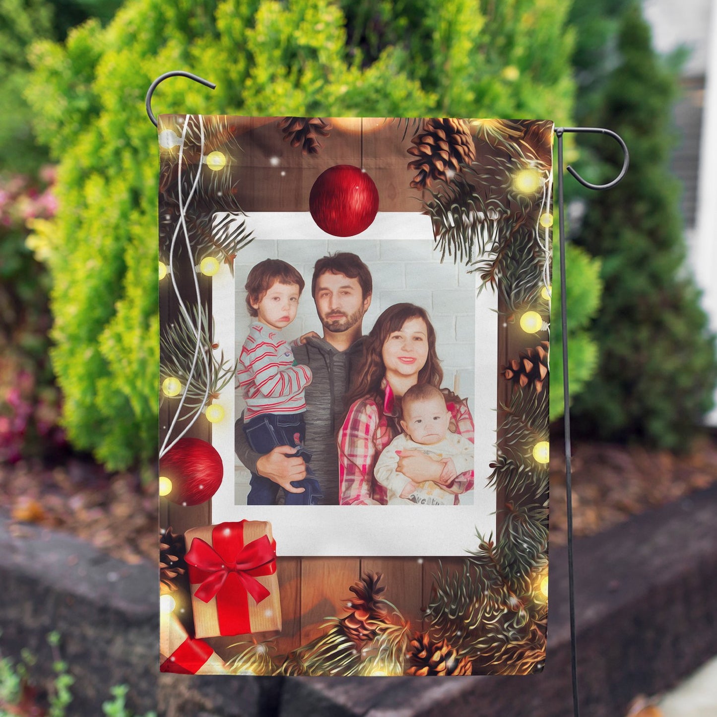 Personalized Wood Panel Lights House Flag & Garden Flag
