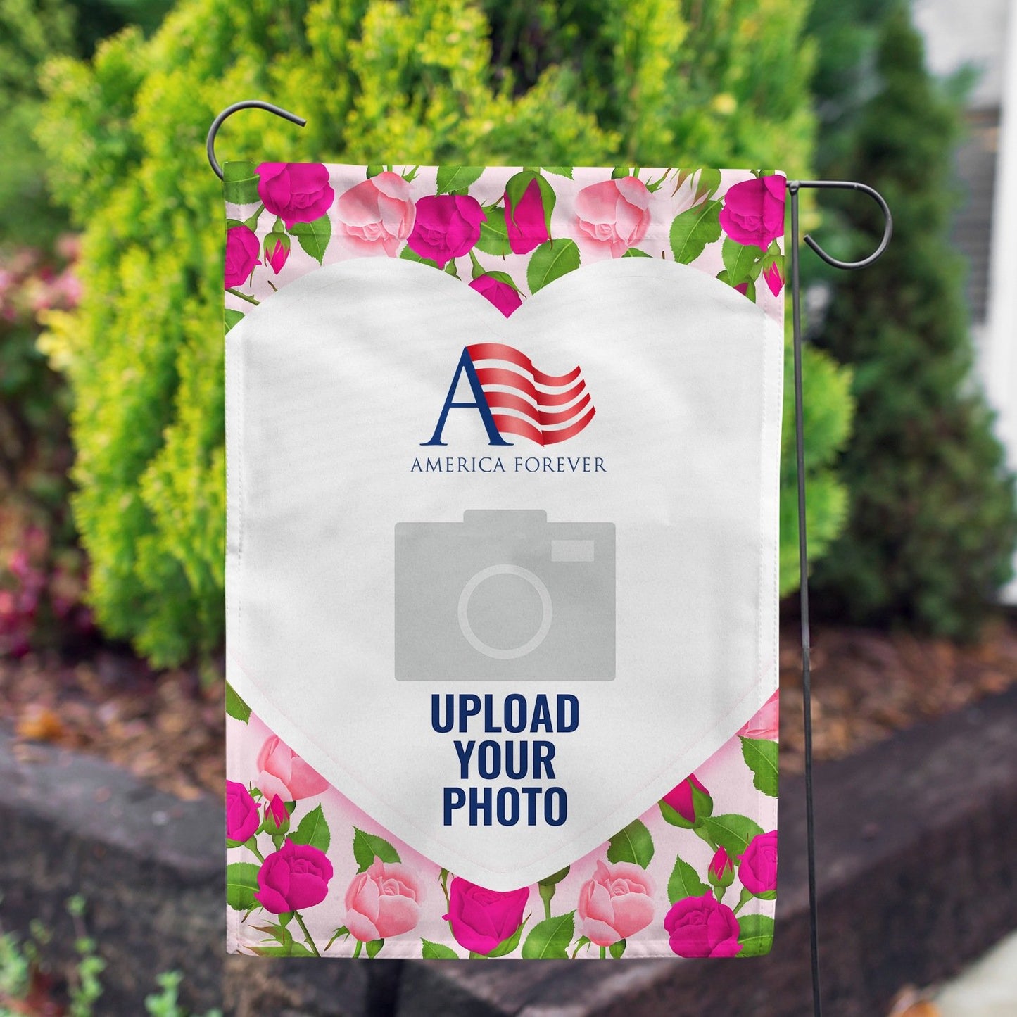 Personalized Pink Roses House Flag & Garden Flag