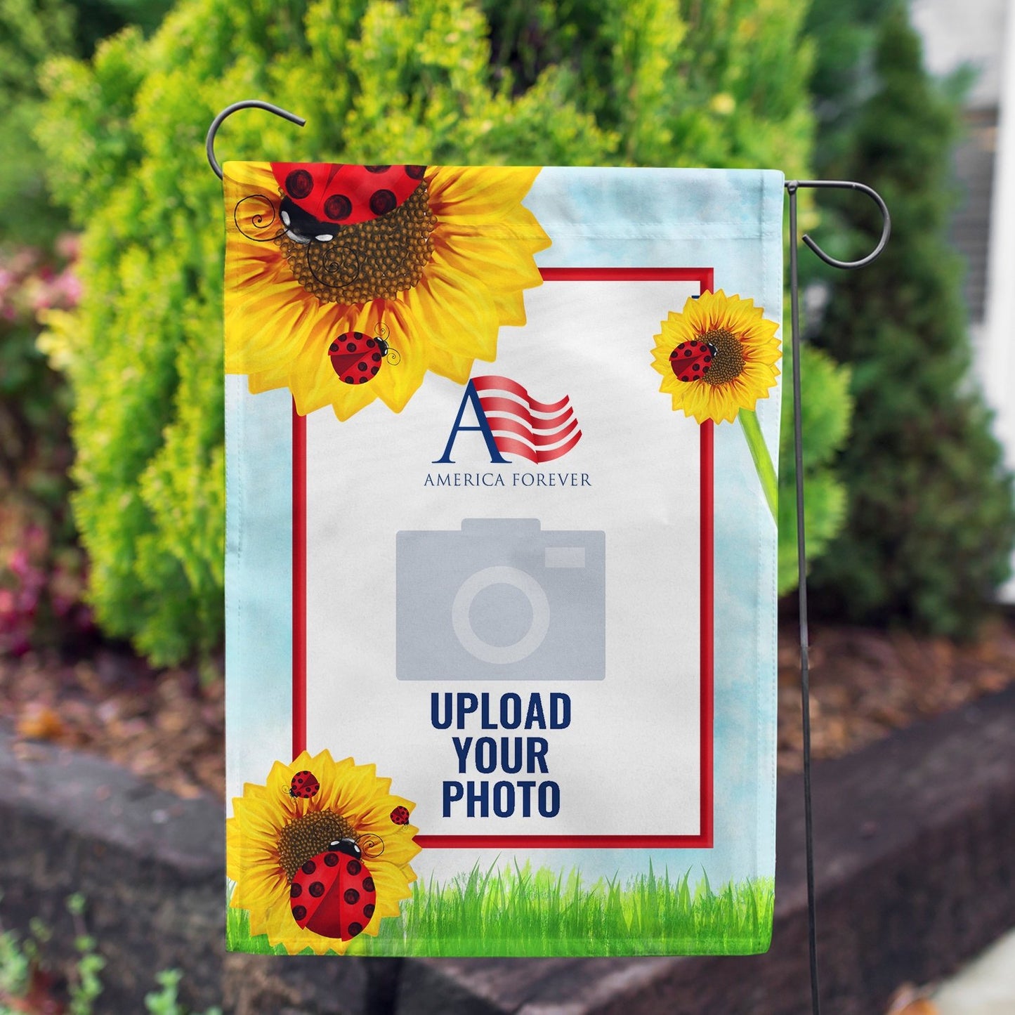 Personalized Ladybugs and Sunflowers House Flag & Garden Flag