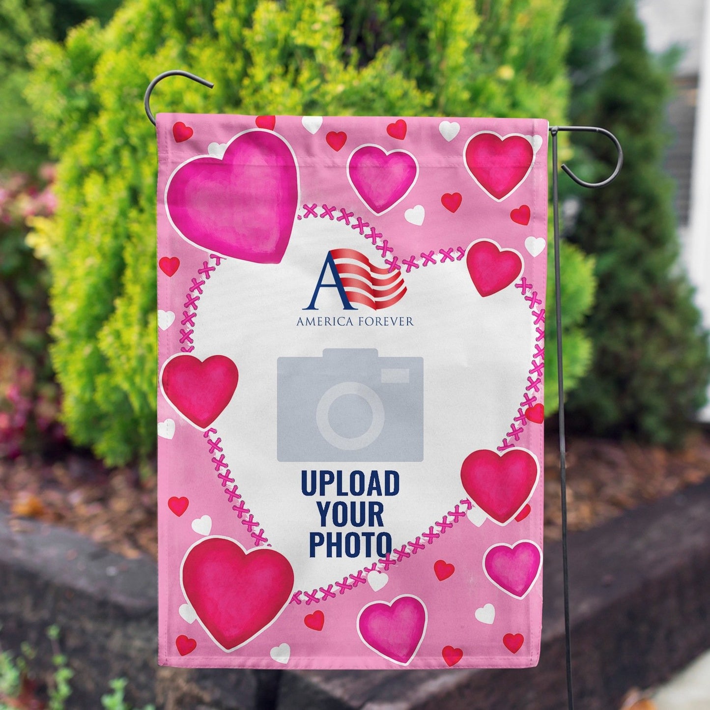 Personalized Valentine's Day Hearts House Flag & Garden Flag
