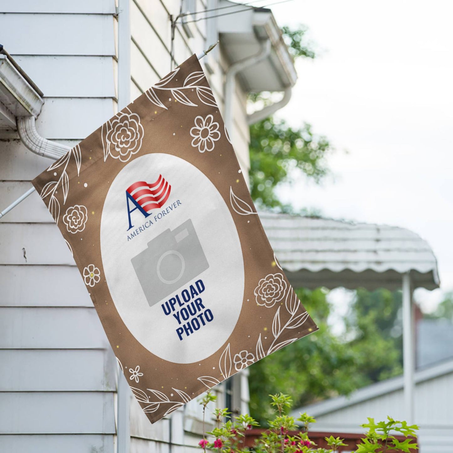 Personalized Bronze Floral House Flag & Garden Flag
