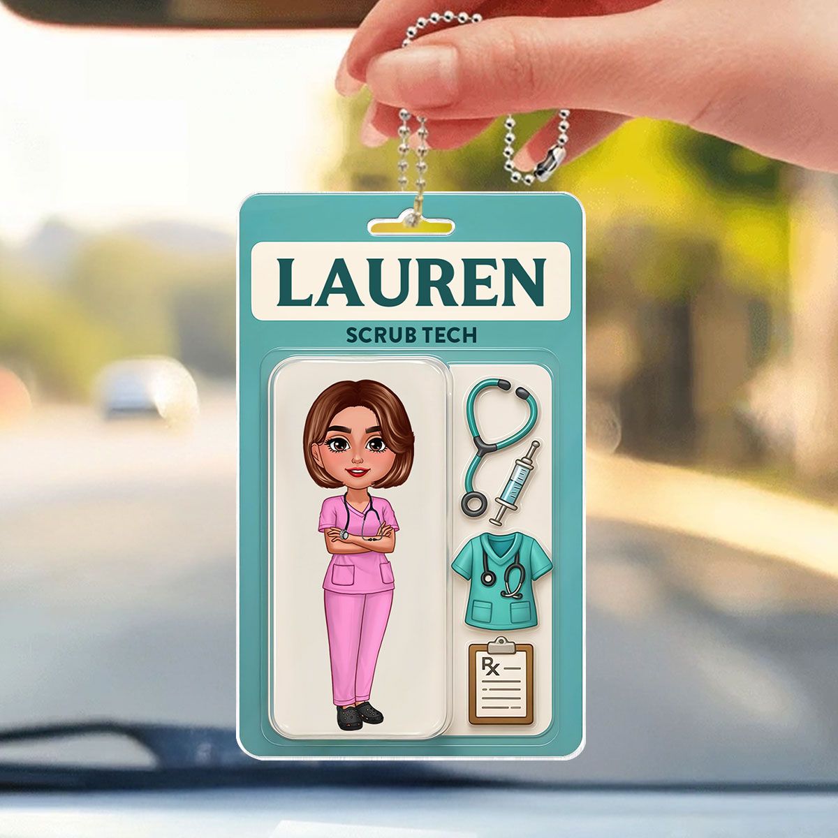 Nurse Custom Figure Cute Doll Nurse Personalized Acrylic Car Hanger