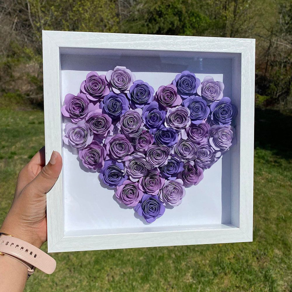 Couple Hugging Kissing - Gift For Couples - Personalized Custom Heart Rose Shadow Box
