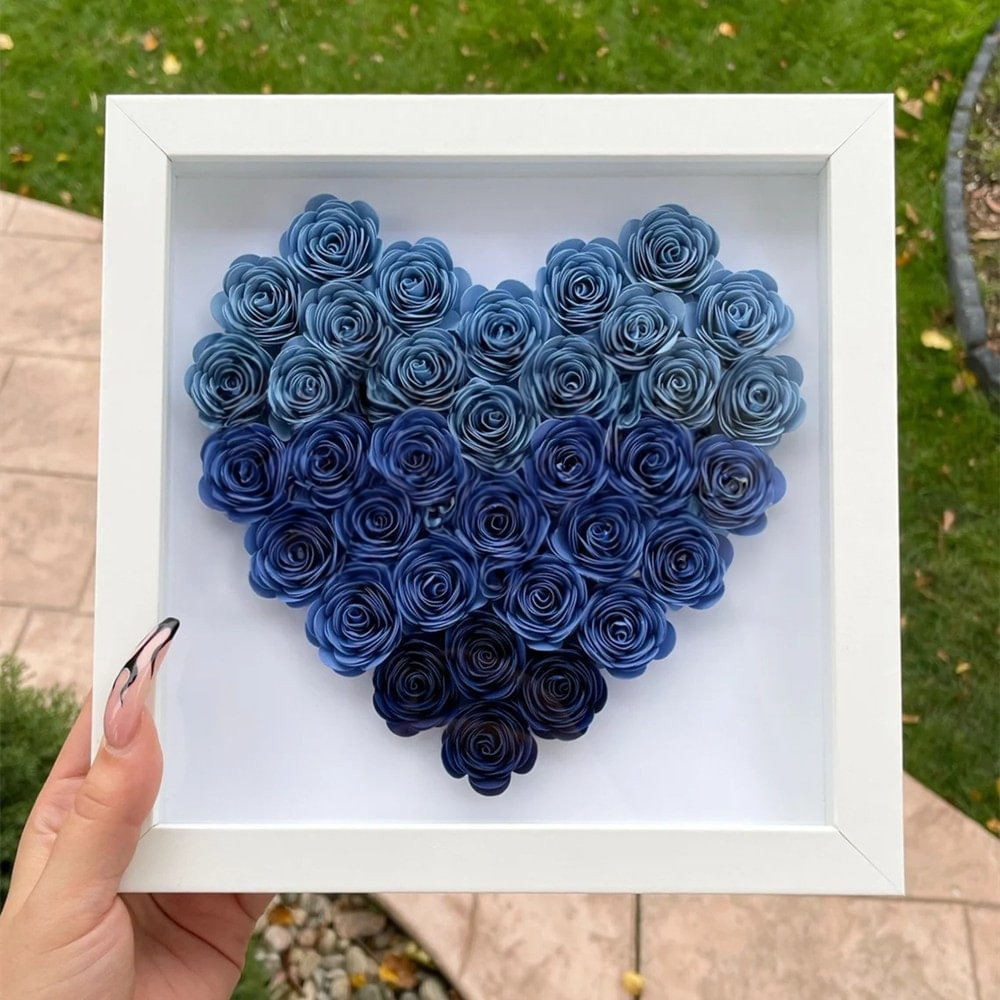 Couple Hugging Kissing - Gift For Couples - Personalized Custom Heart Rose Shadow Box