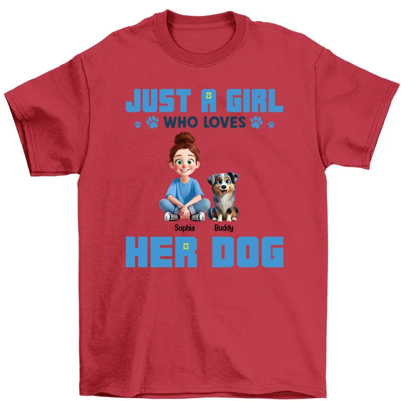 Animation Cartoon Just A Girl Who Loves Her Dogs Personalized Shirt, Gift For Dog Lovers
