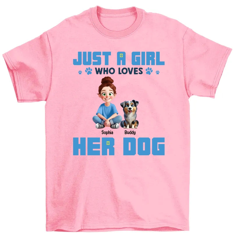 Animation Cartoon Just A Girl Who Loves Her Dogs Personalized Shirt, Gift For Dog Lovers