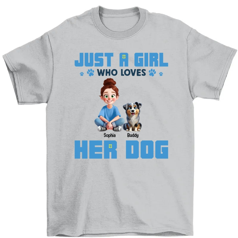 Animation Cartoon Just A Girl Who Loves Her Dogs Personalized Shirt, Gift For Dog Lovers