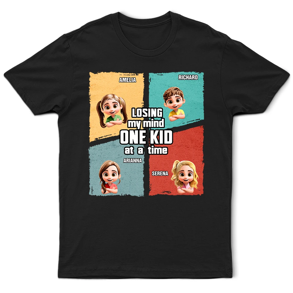 Losing My Mind One Kid At A Time Cartoon Story - Personalized T Shirt