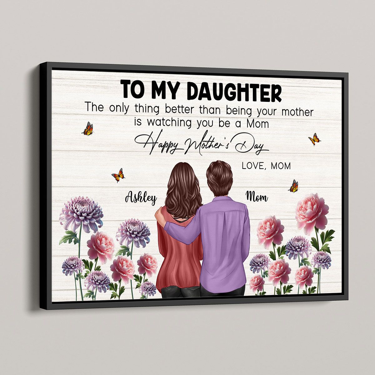 To My Daughter From Mom Happy Mother's Day Birth Flower Personalized Canvas, Mother's Day Gift For Daughter