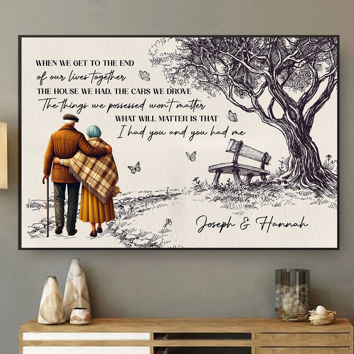 When We Get To The End Of Our Lives Together Old Couples - Personalized Canvas, Valentine's Day gift, Anniversary Gift for couples